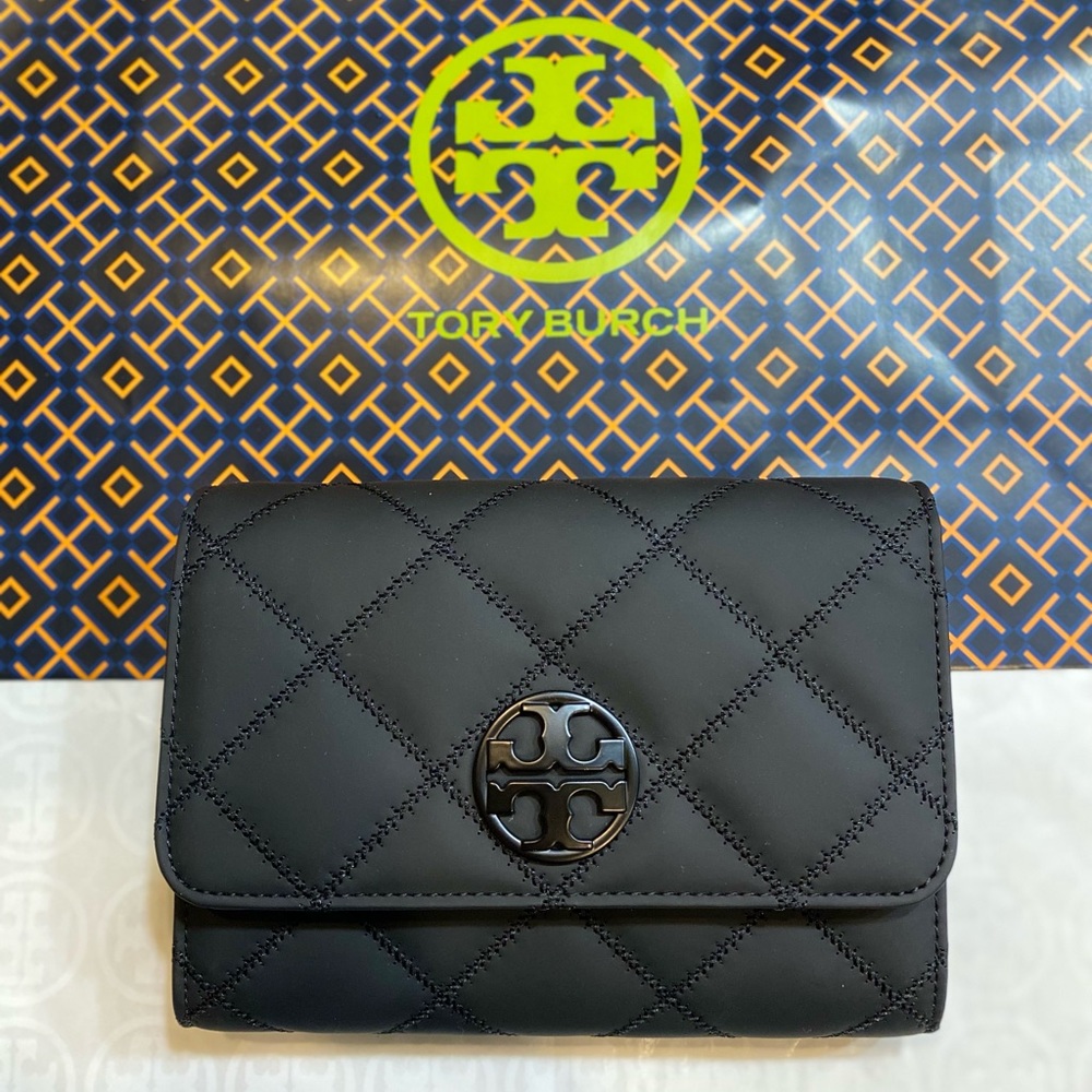 NWT! Tory Burch Willa Matte Chain Wallet Crossbody Bag Black